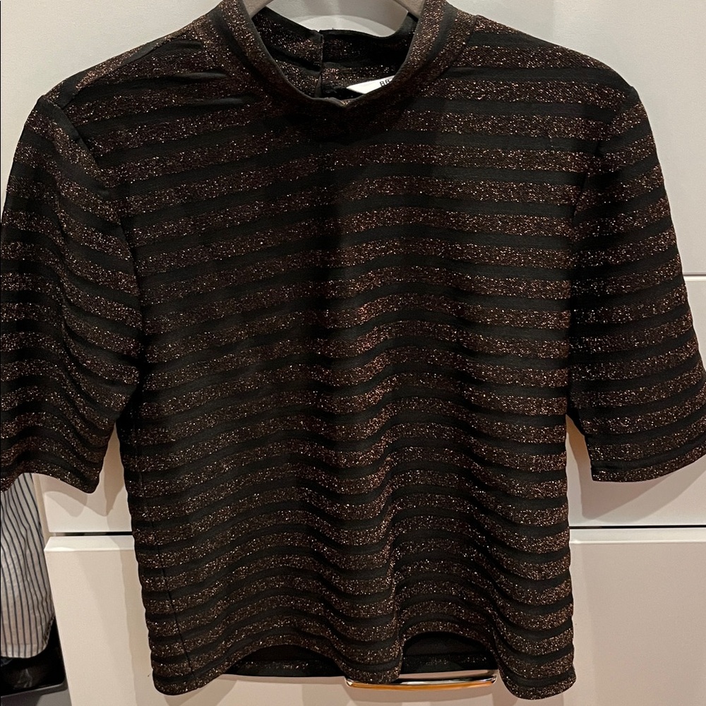 BB Dakota metallic stripe mock neck
